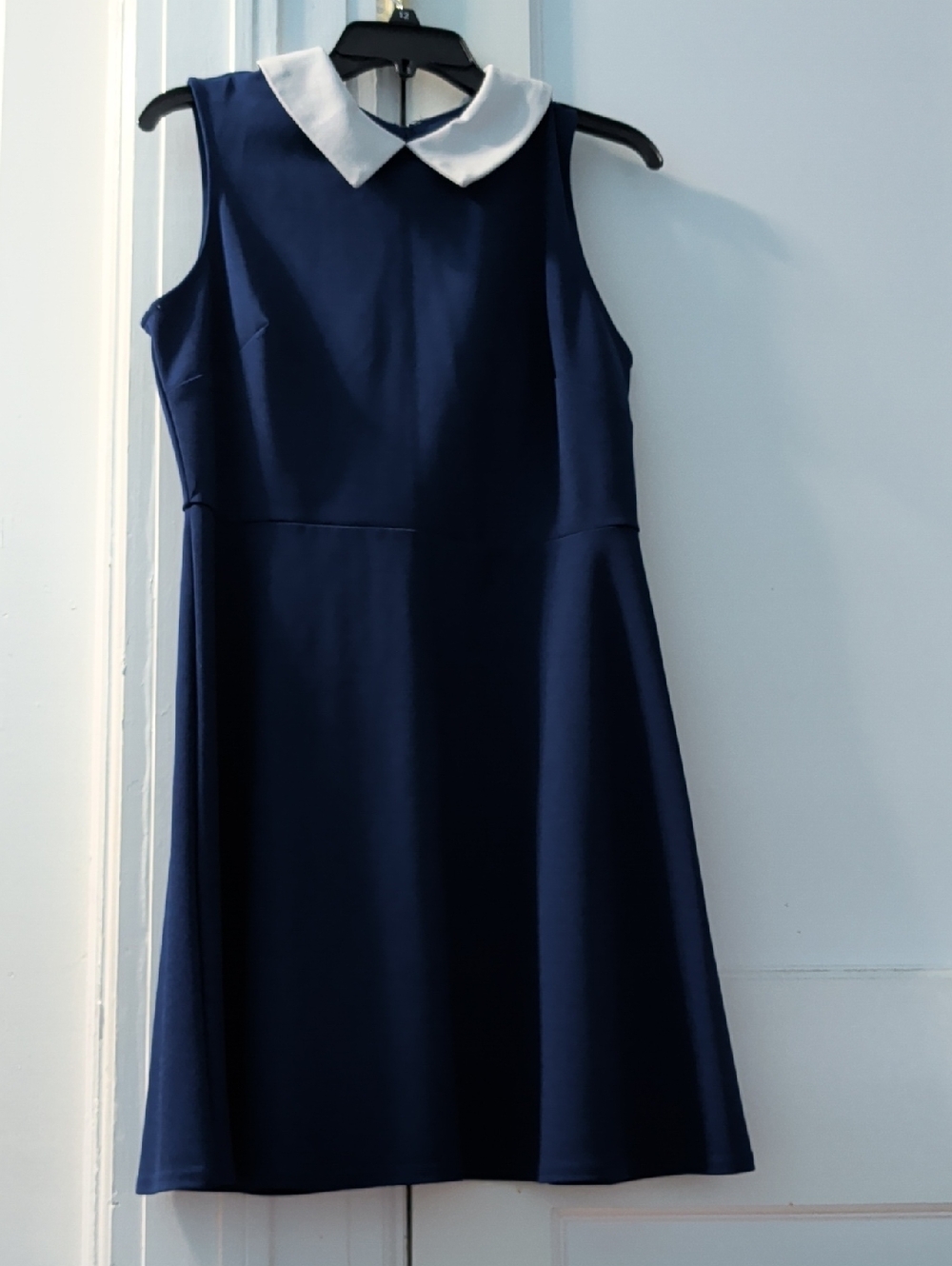 Navy Sleeveless Dress with White Peter Pan Collar